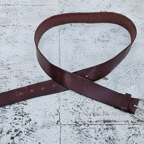 Aeropostale Men Leather Belt Brown Genuine Cowhide Leather Pin Buckle Size L - Picture 5 of 12